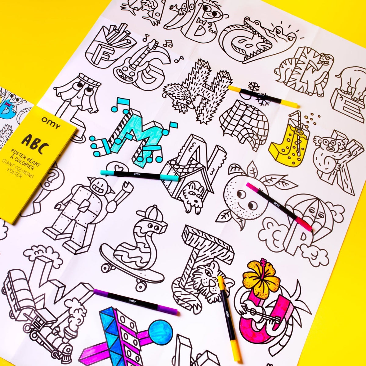 Poster géant à colorier 70 × 100 cm — OMY — ABC — autre vue 3 | Appart 17 Bruxelles