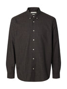 SLMCOLE-JAY Chemise regular en coton bio à micro-carreaux — Selected Homme — Dark Sapphire Checks — packshot 6 | Appart 17 Bruxelles