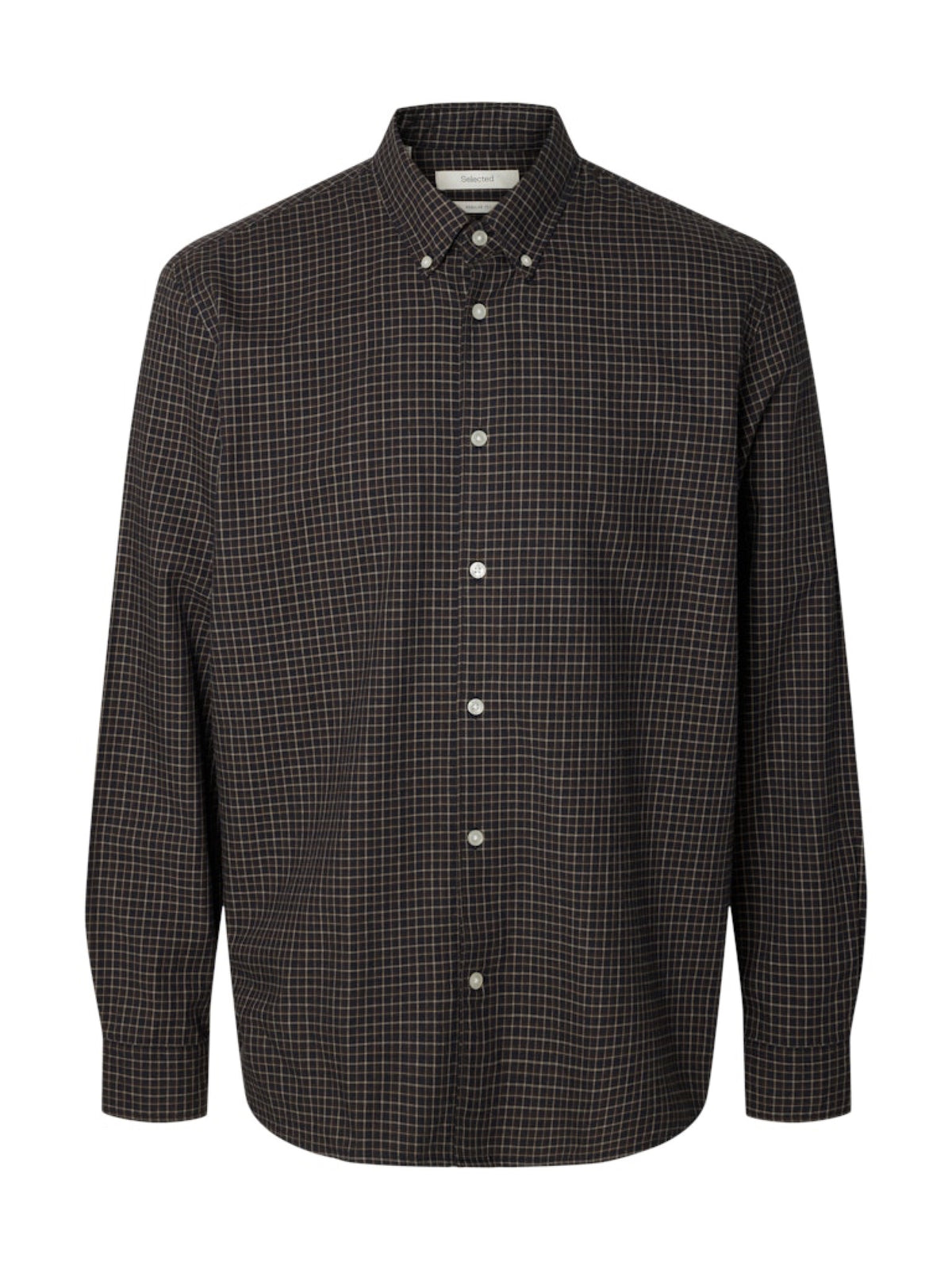 SLMCOLE-JAY Chemise regular en coton bio à micro-carreaux — Selected Homme — Dark Sapphire Checks — packshot 6 | Appart 17 Bruxelles