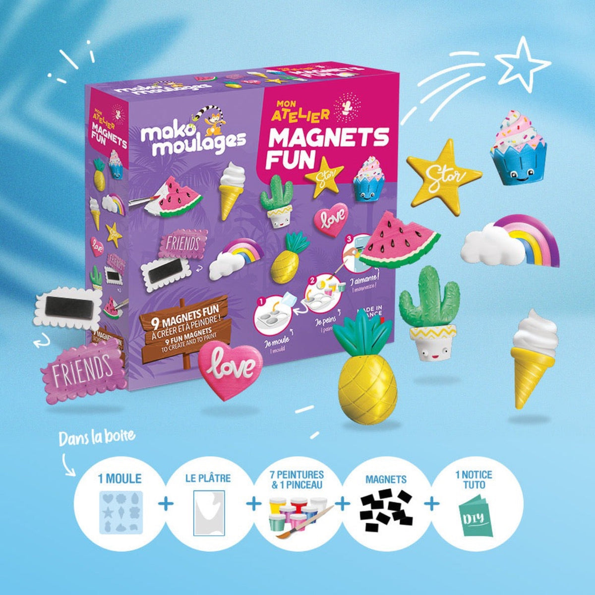 Kit de moulage Mon atelier Magnets Fun, 9 magnets — mako moulages — Magnets Fun — autre vue 2 | Appart 17 Bruxelles
