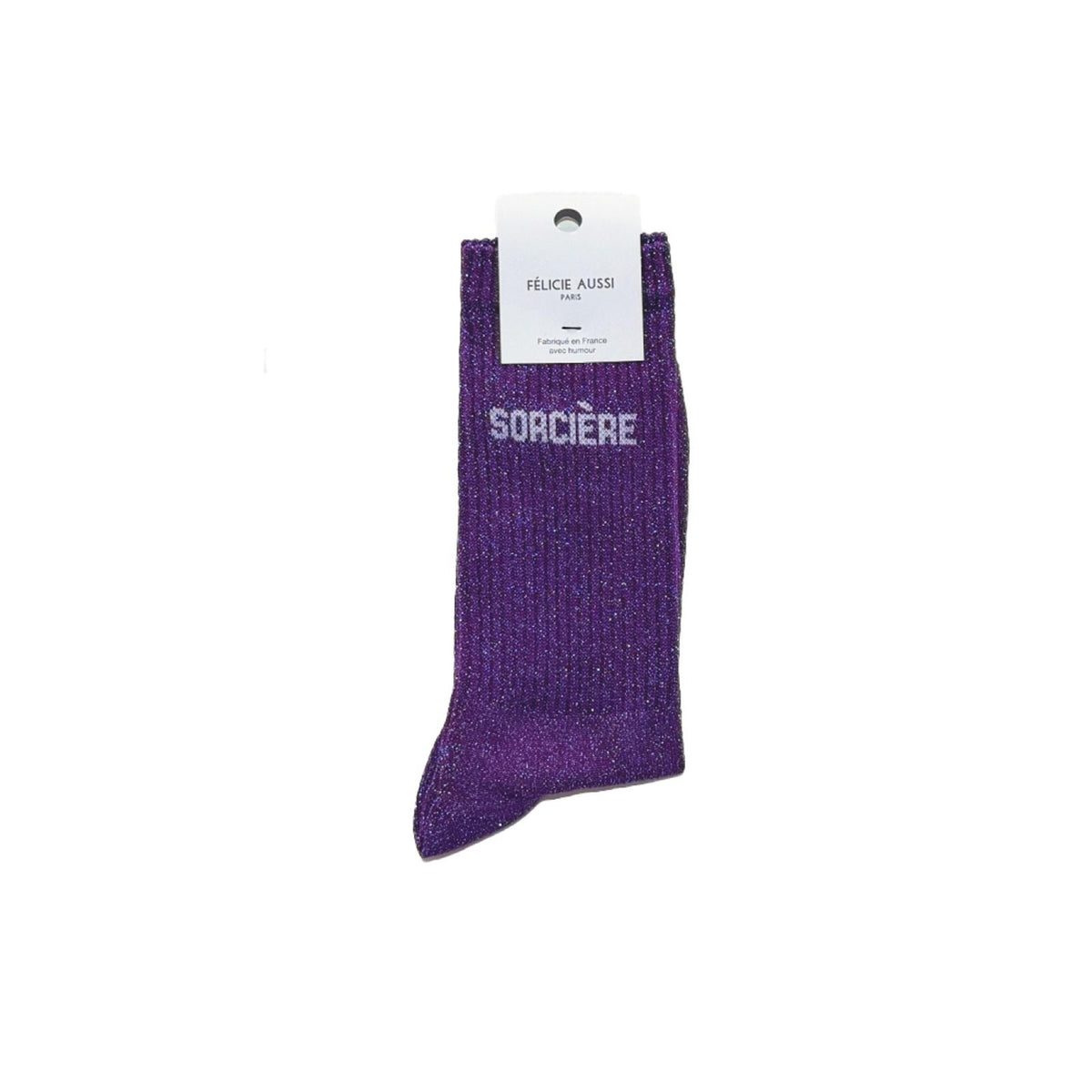 Félicie Aussi Chaussettes « Sorcière » pailletées — Felicie Aussi — Violet pailleté — photo produit | Appart 17 Bruxelles