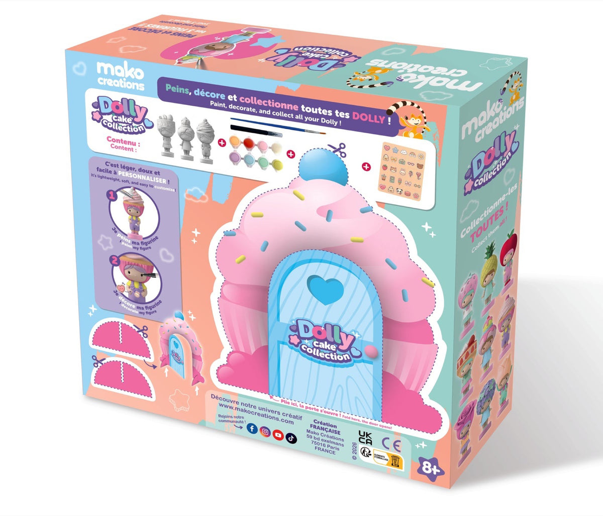 Kit de peinture Dolly Collection, 3 figurines à décorer — mako moulages — Cake — autre vue 5 | Appart 17 Bruxelles