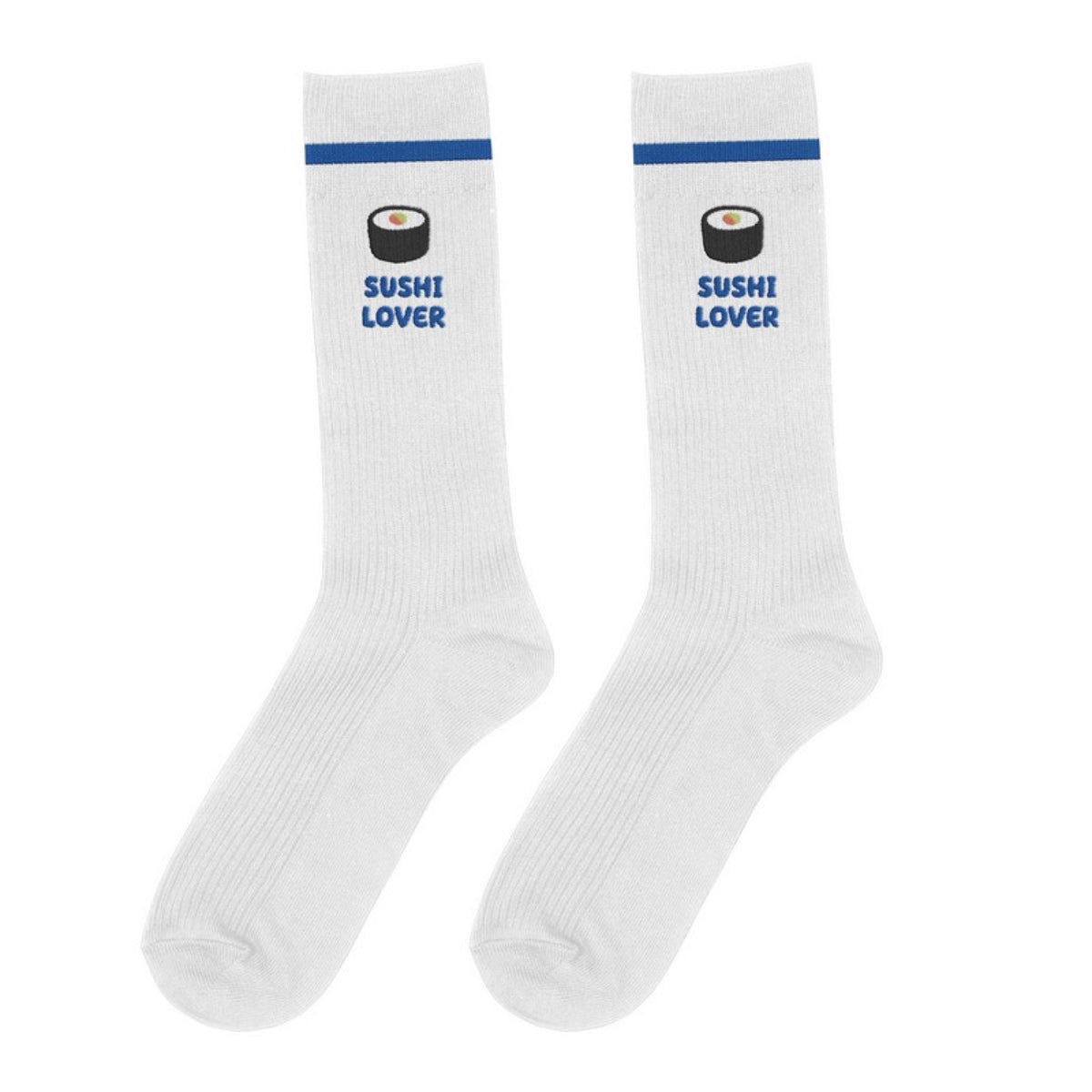 Chaussettes brodées à message — ATELIER PISTACHE — sushi lover — packshot | Appart 17 Bruxelles