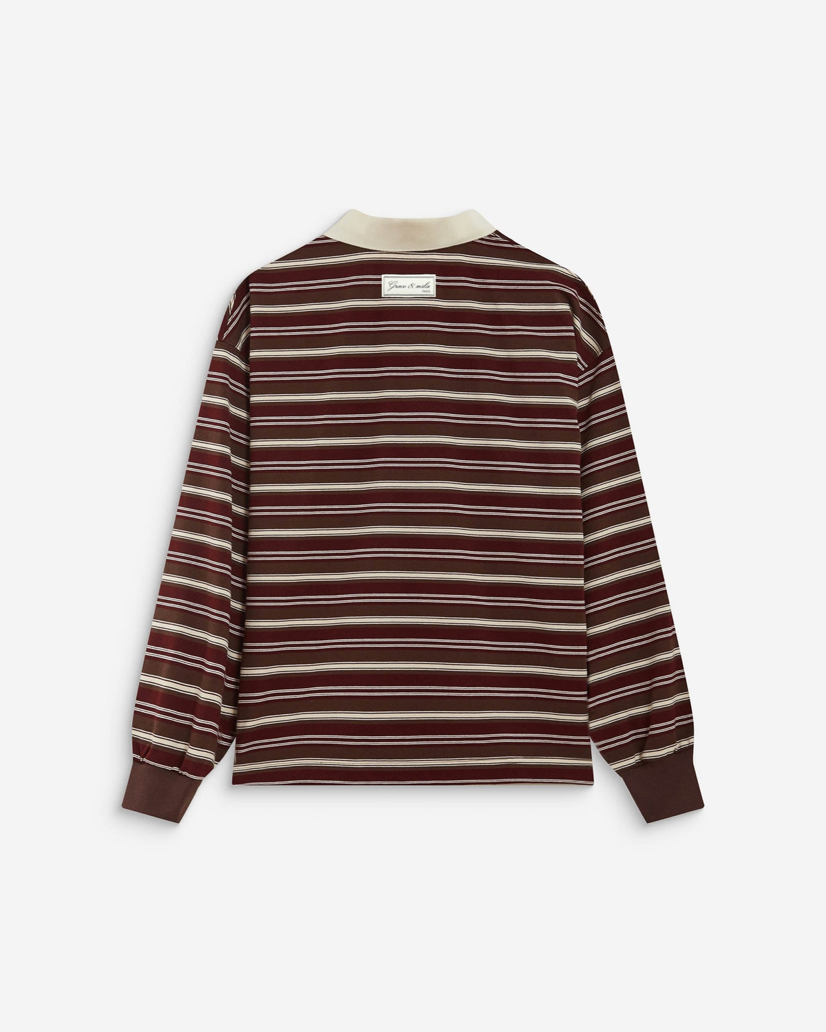 Aron Polo rayé oversize à col ouvert — Grace & Mila — Chocolat — packshot, dos 9 | Appart 17 Bruxelles