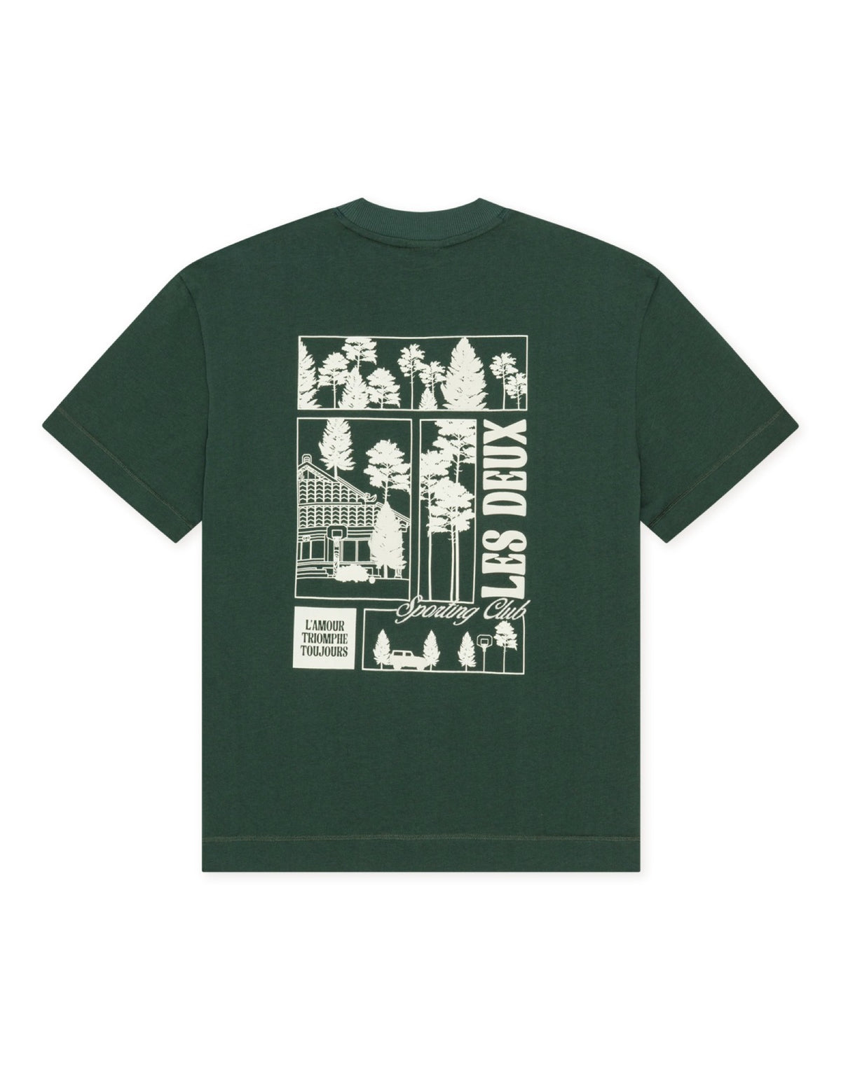 Woods Heavyweight T-shirt épais imprimé forêt — Les Deux — Darkest Spruce Green — packshot, dos 6 | Appart 17 Bruxelles