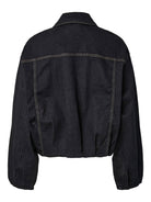 PCVALA Veste bomber en jean plissée à fines rayures — Pieces — Dark Blue Denim — packshot, vue de dos 9 | Appart 17 Bruxelles