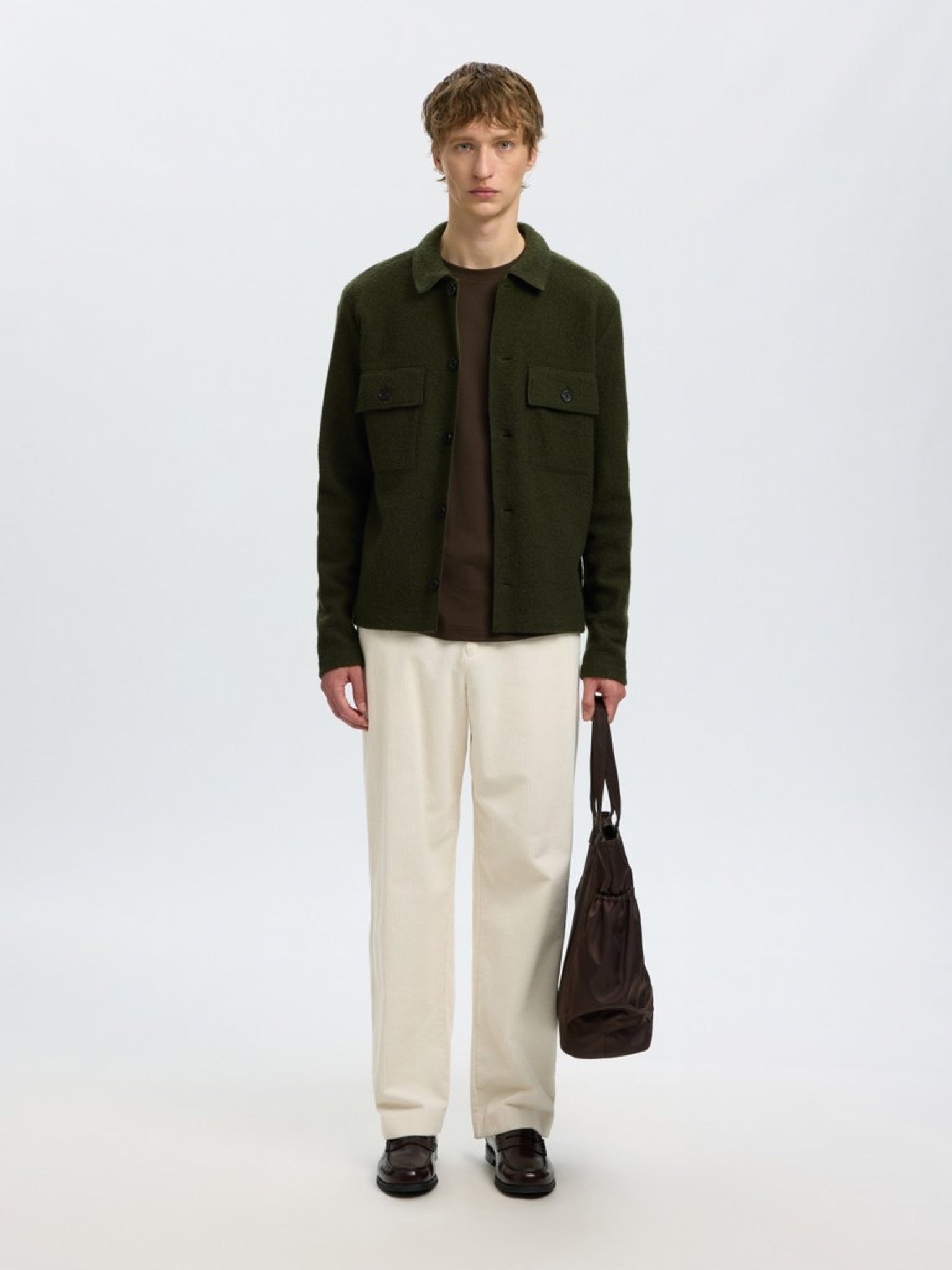 SLMNEALY Cardigan workwear en laine — Forest Night — vue 5