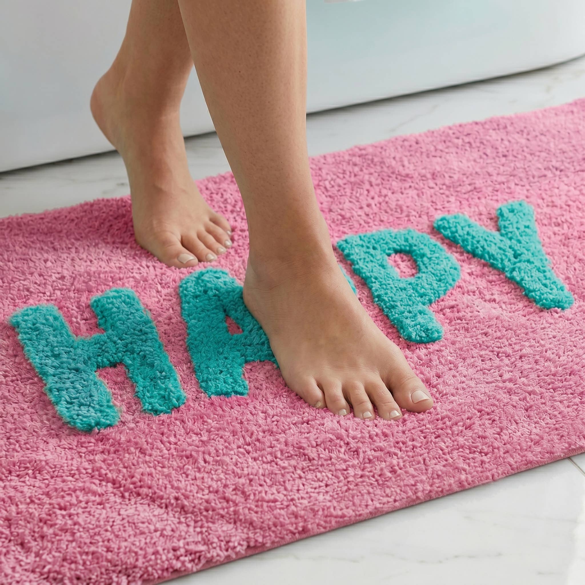 Tapis de bain « Happy » coloré — Fuchsia — vue 4, Fuchsia | Appart 17