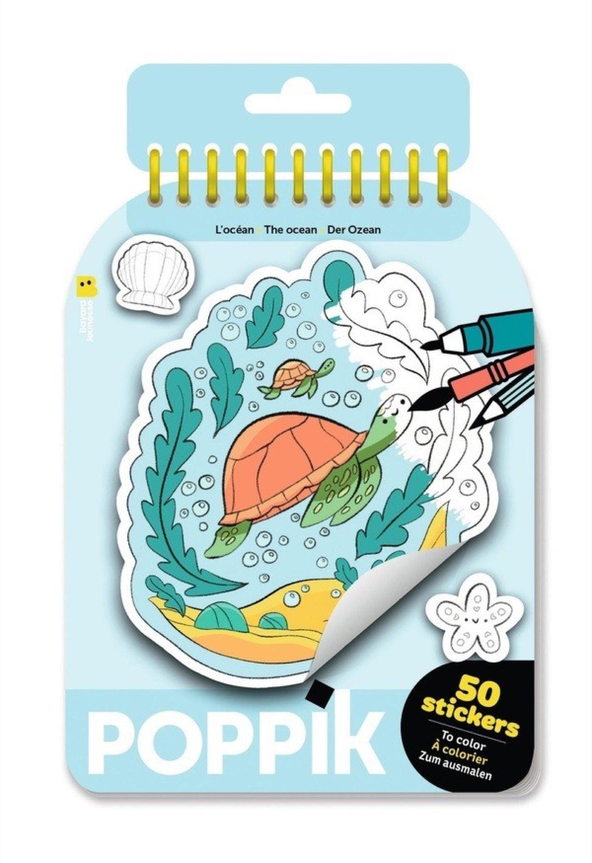 Carnet Poppik de 50 stickers à colorier — L'océan | Appart 17 Bruxelles