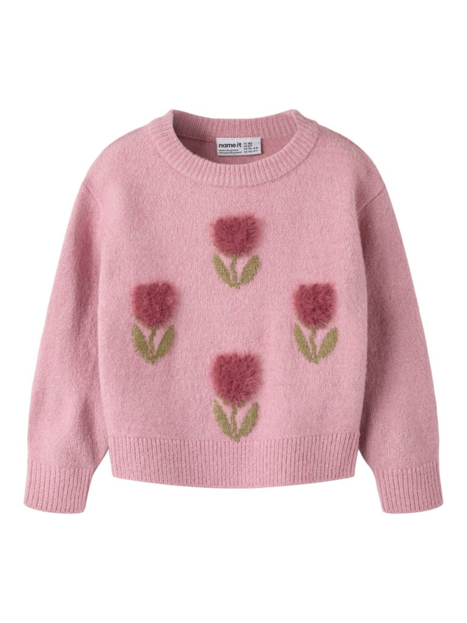 NMFOLGI Pull à tulipes fille — name it — Lilas — vue de face | Appart 17 Bruxelles