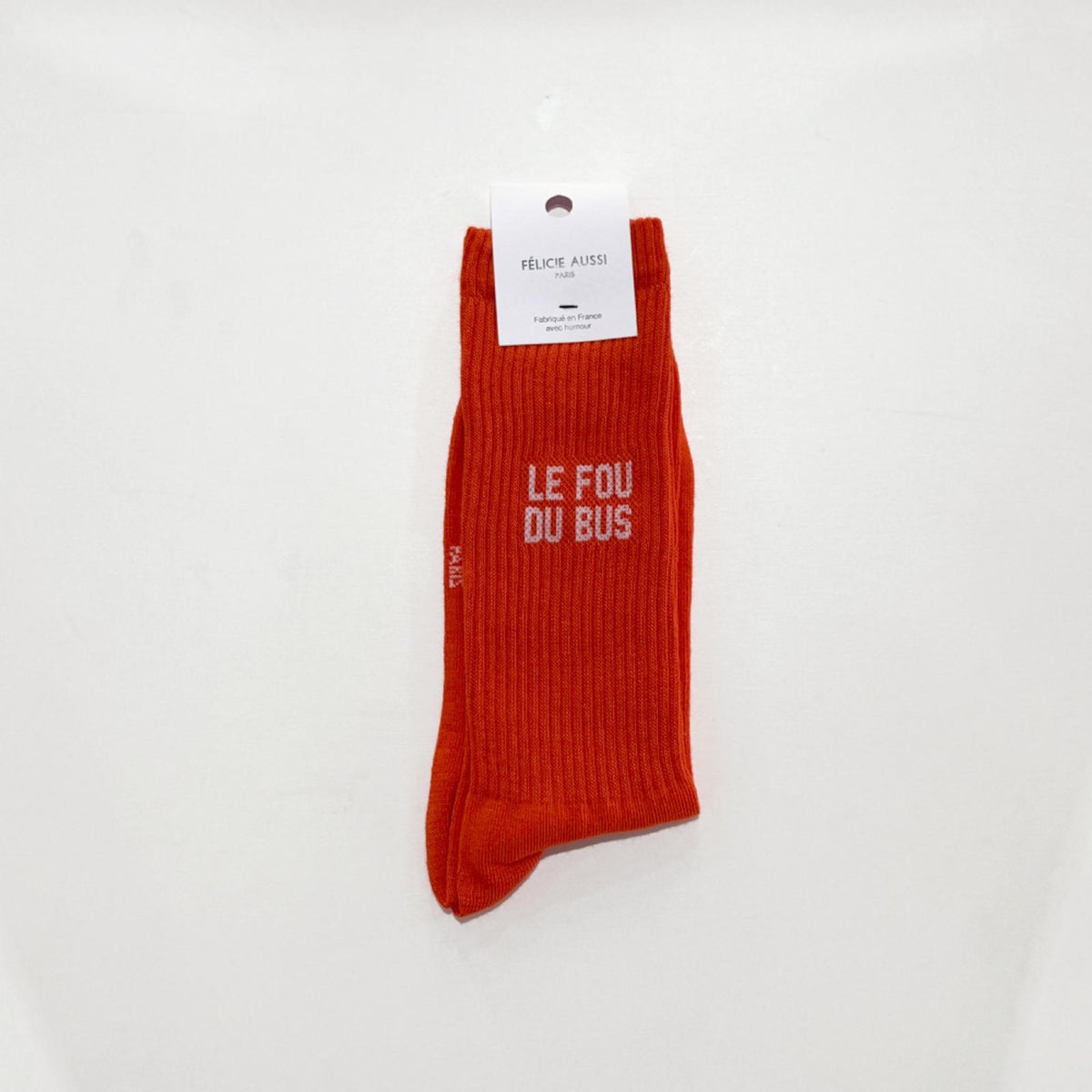 Félicie Aussi Chaussettes « Le fou du bus » — Felicie Aussi — Rouge — photo produit | Appart 17 Bruxelles