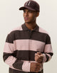 Striped LS Polo à manches longues rayé — Les Deux — Delicioso Brown — porté, de face | Appart 17 Bruxelles