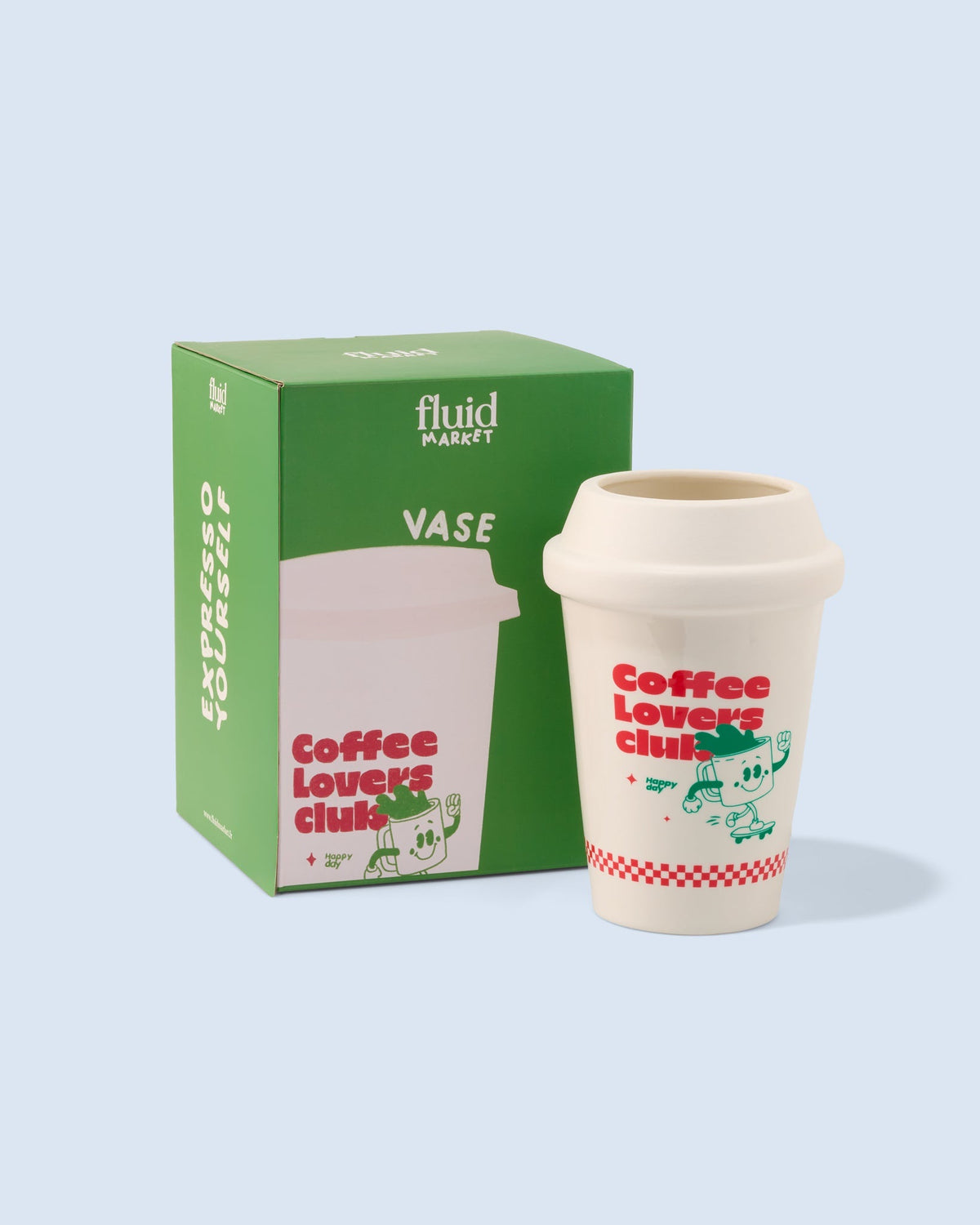 Fluid Market Vase Cup of Coffee gobelet à emporter en céramique — Fluid Market — Blanc — packshot, coffret 3 | Appart 17 Bruxelles