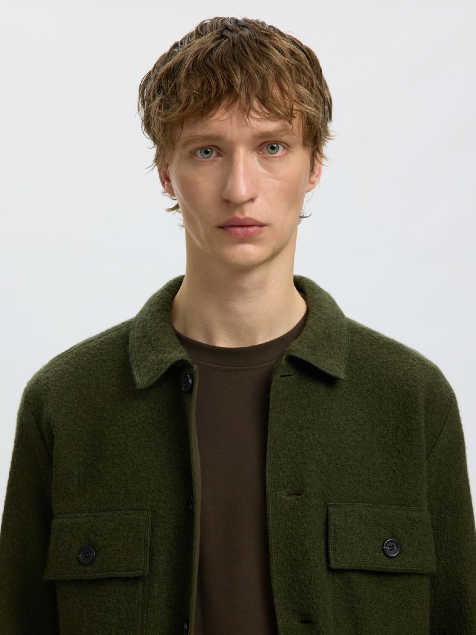 SLMNEALY Cardigan workwear en laine — Forest Night — vue 6