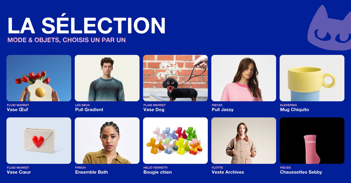 La sélection Appart 17 : vases Fluid Market, mugs klevering, pulls Les Deux, FRNCH et Pieces, veste Flotte