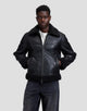 AVIATOR Blouson aviateur homme effet cuir, col chemise en sherpa — Lee — Black — porté, de face, fermé | Appart 17 Bruxelles