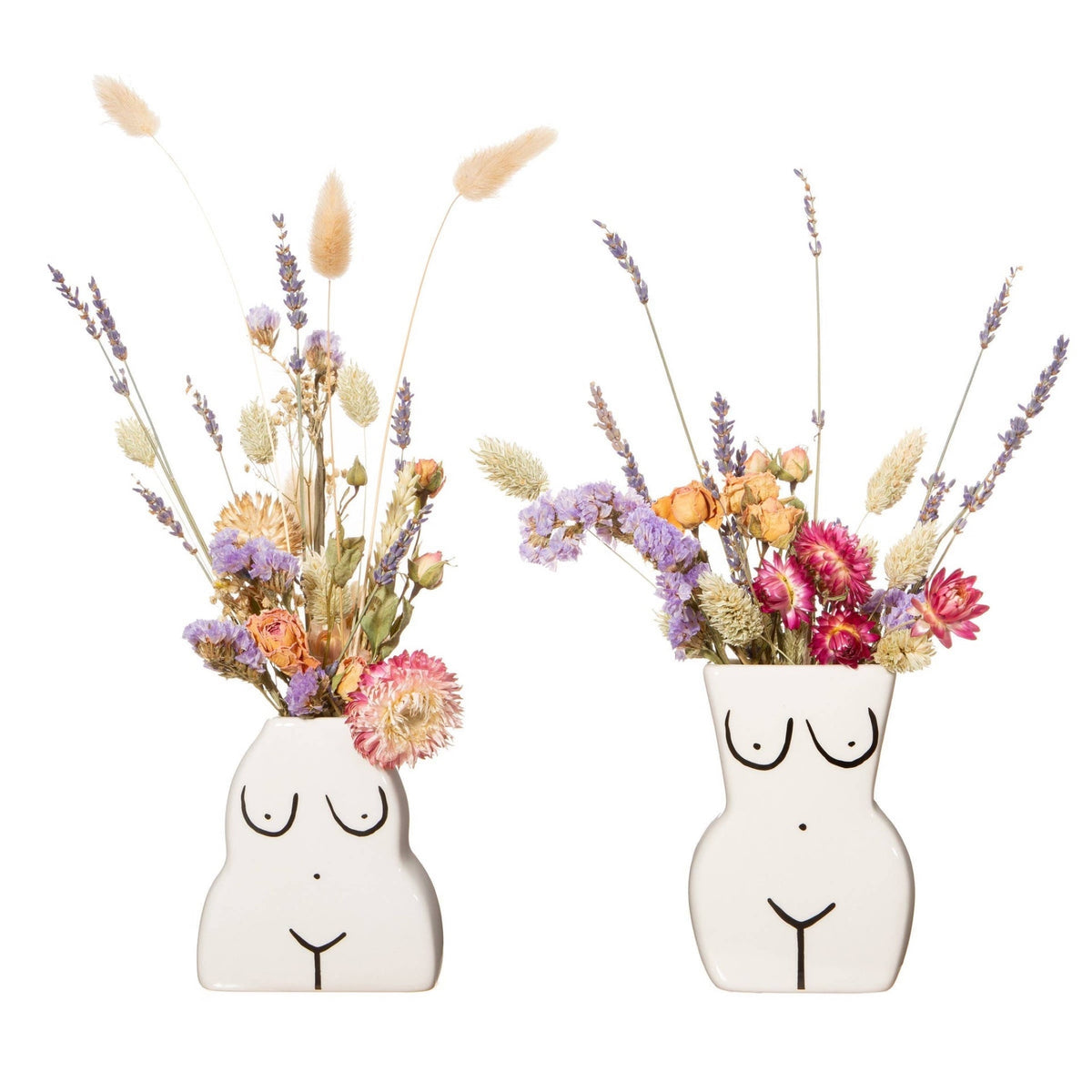 Vases soliflores Silhouette féminine — Lot de 2 — Sass & Belle — avec fleurs 2 | Appart 17 Bruxelles