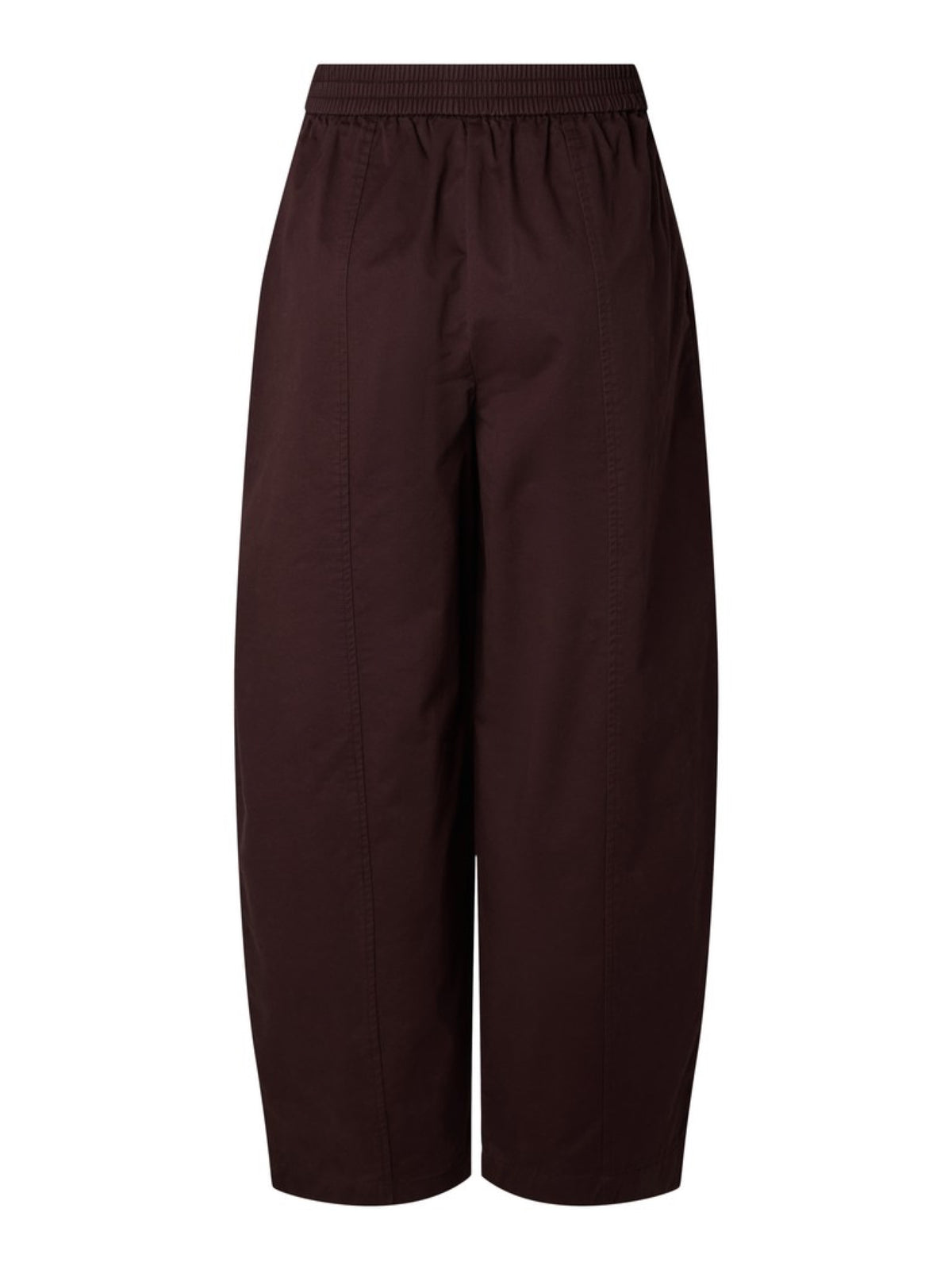 PCPAM Pantalon barrel taille haute en coton — Pieces — Chocolate Plum — packshot, vue de dos 2 | Appart 17 Bruxelles