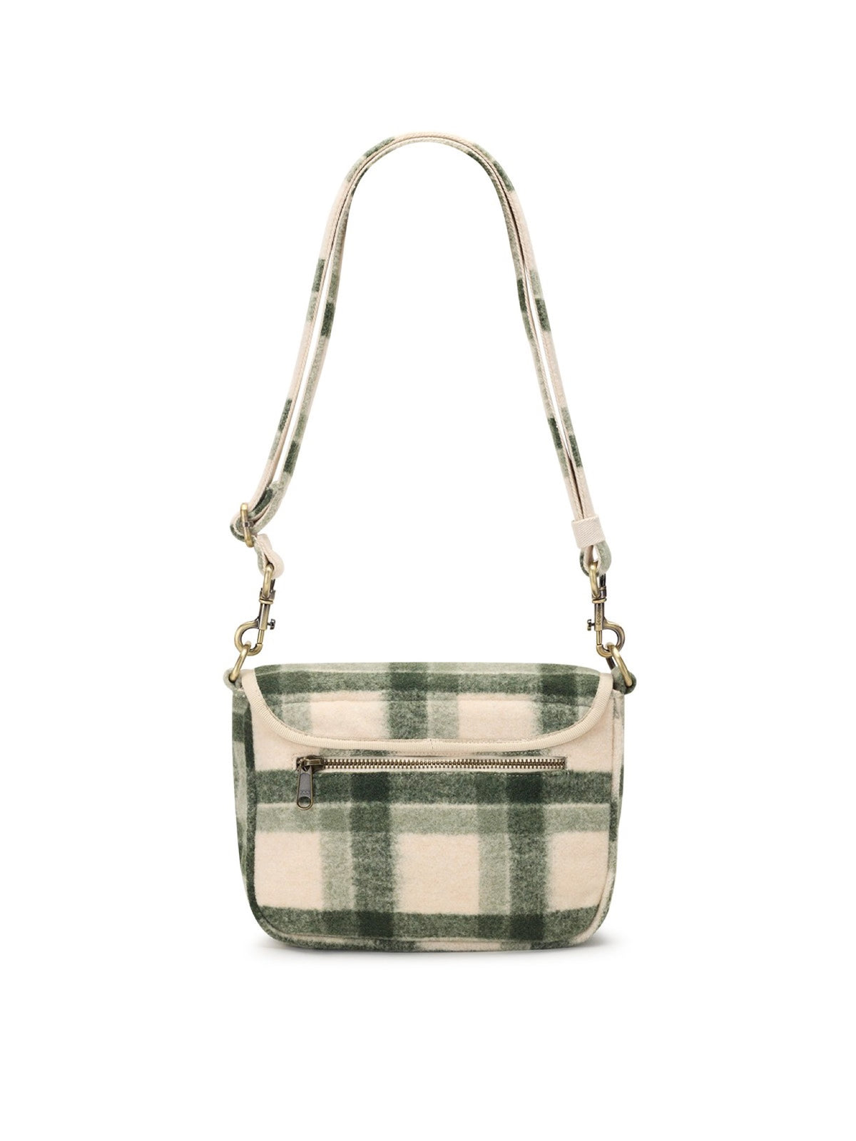 Hindbag Margault Sac bandoulière à rabat, velours ou tartan — Hindbag — Tartan vert — packshot, vue de dos 4 | Appart 17 Bruxelles