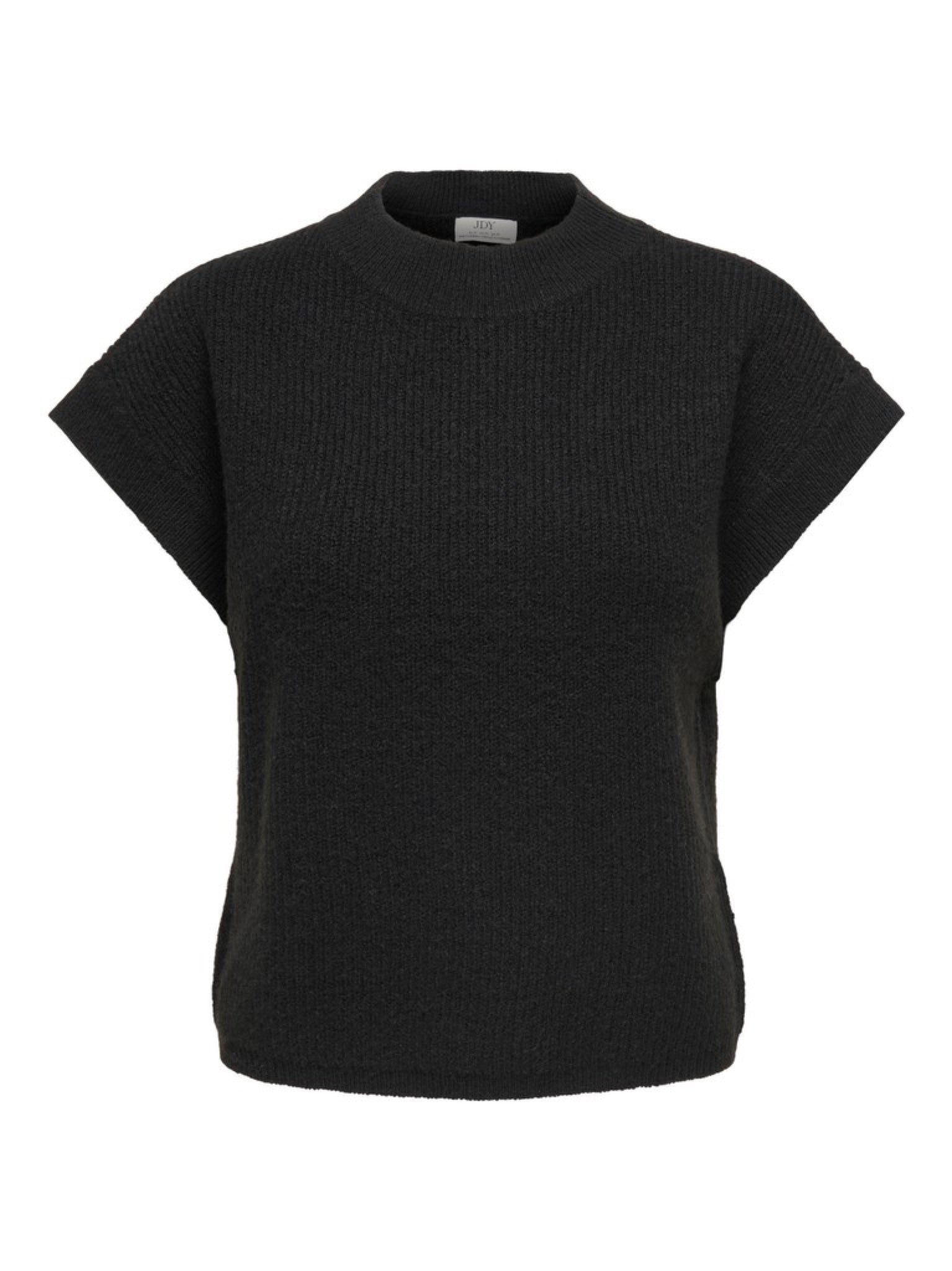 JDYELNE Pull manches courtes col rond en maille douce — JDY — Black — packshot | Appart 17 Bruxelles