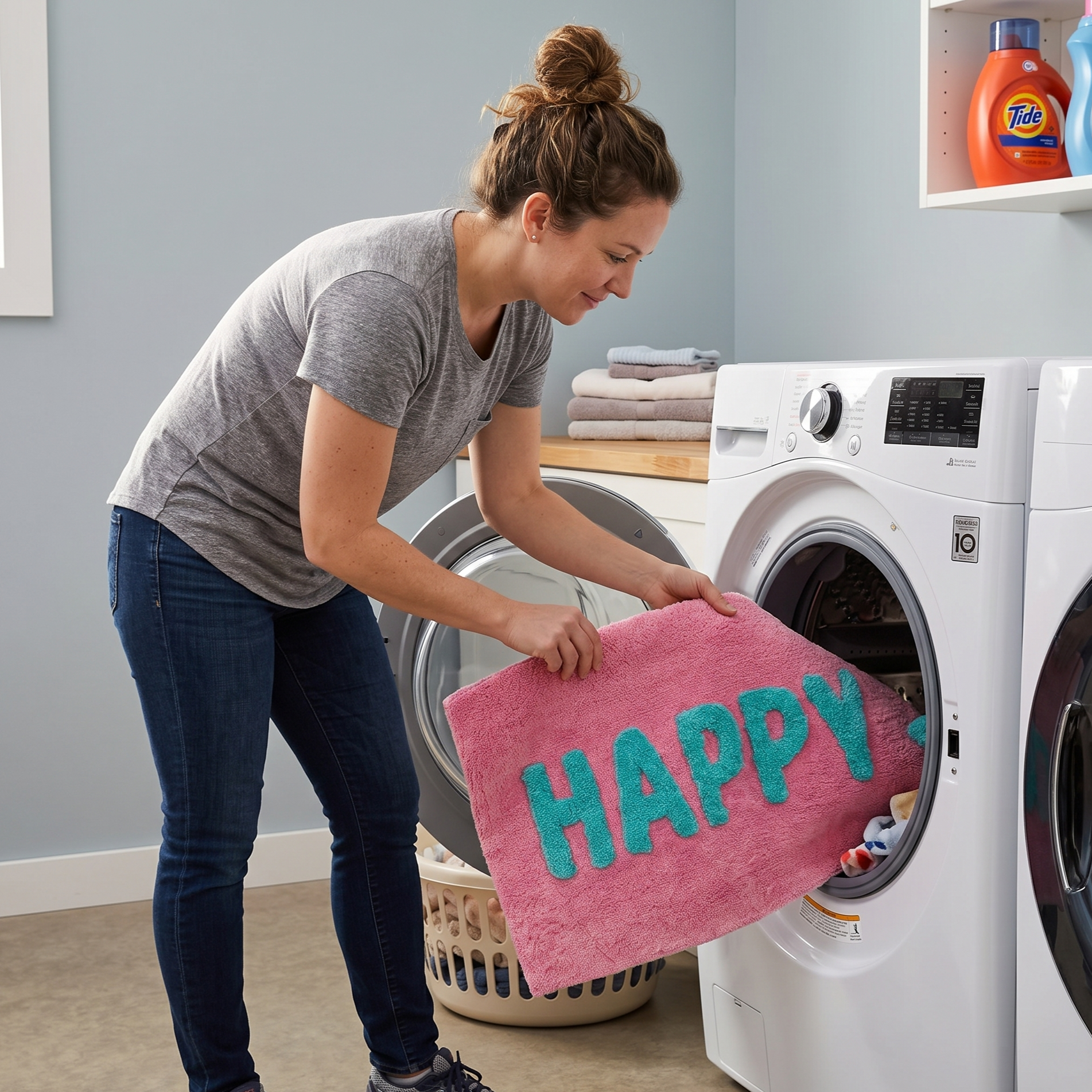 Tapis de bain « Happy » coloré — Fuchsia — vue 8, Fuchsia | Appart 17