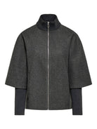 JDYMEMORY Veste courte zippée à col montant en lainage côtelé — JDY — Dark Grey Melange — packshot | Appart 17 Bruxelles