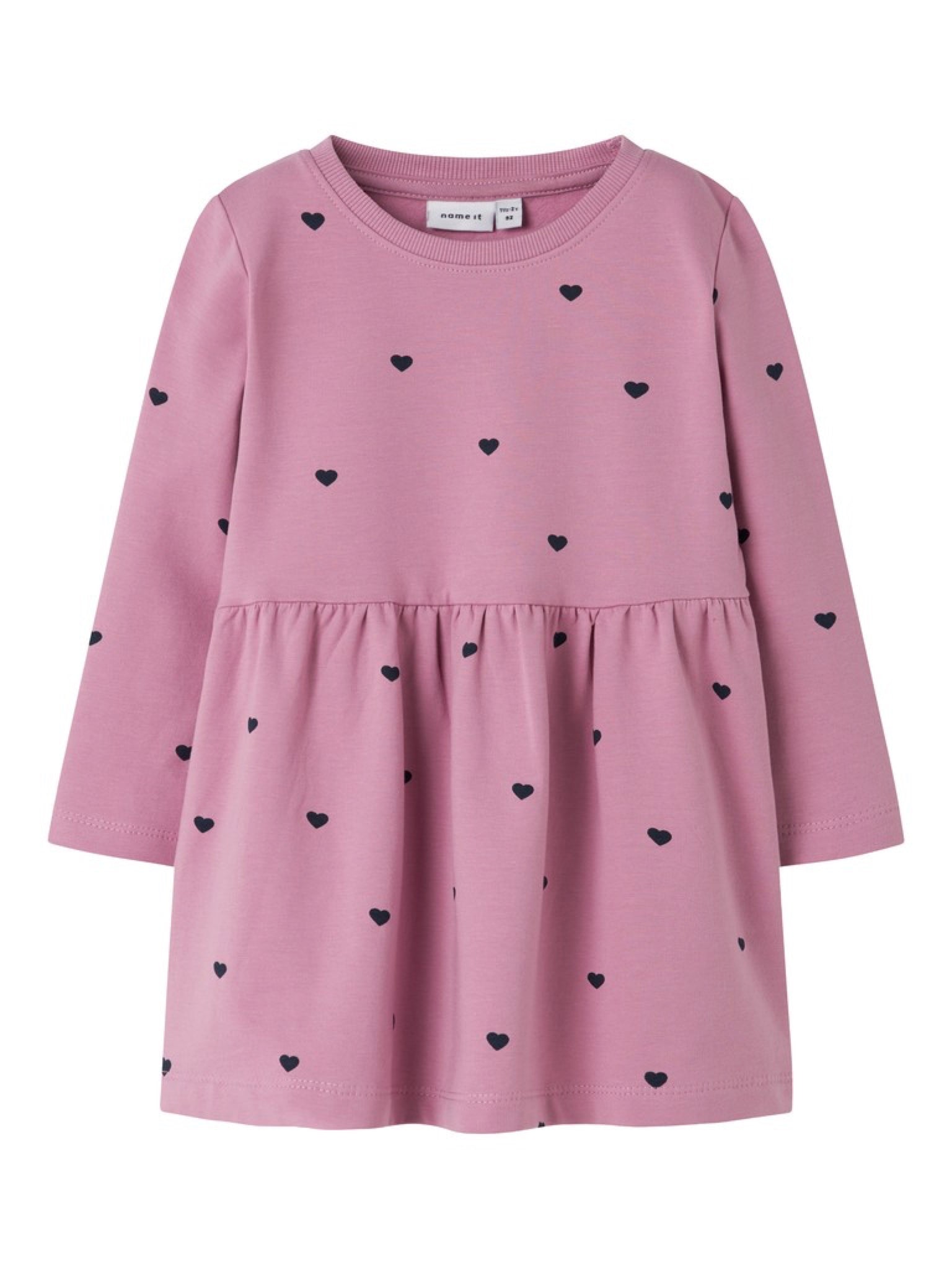 NMFDAVINA Robe sweat fille — name it — Mauve Orchid Hearts — vue de face | Appart 17 Bruxelles