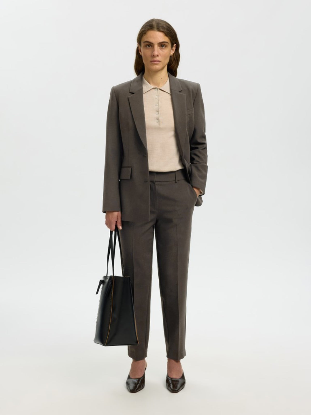 Selected SLWRITA Blazer classique en maille chinée — Delicioso Melange — vue 4