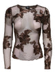 JDYCASABLANCA Top manches longues en tulle à fleurs en relief — JDY — Coffee Bean — packshot | Appart 17 Bruxelles