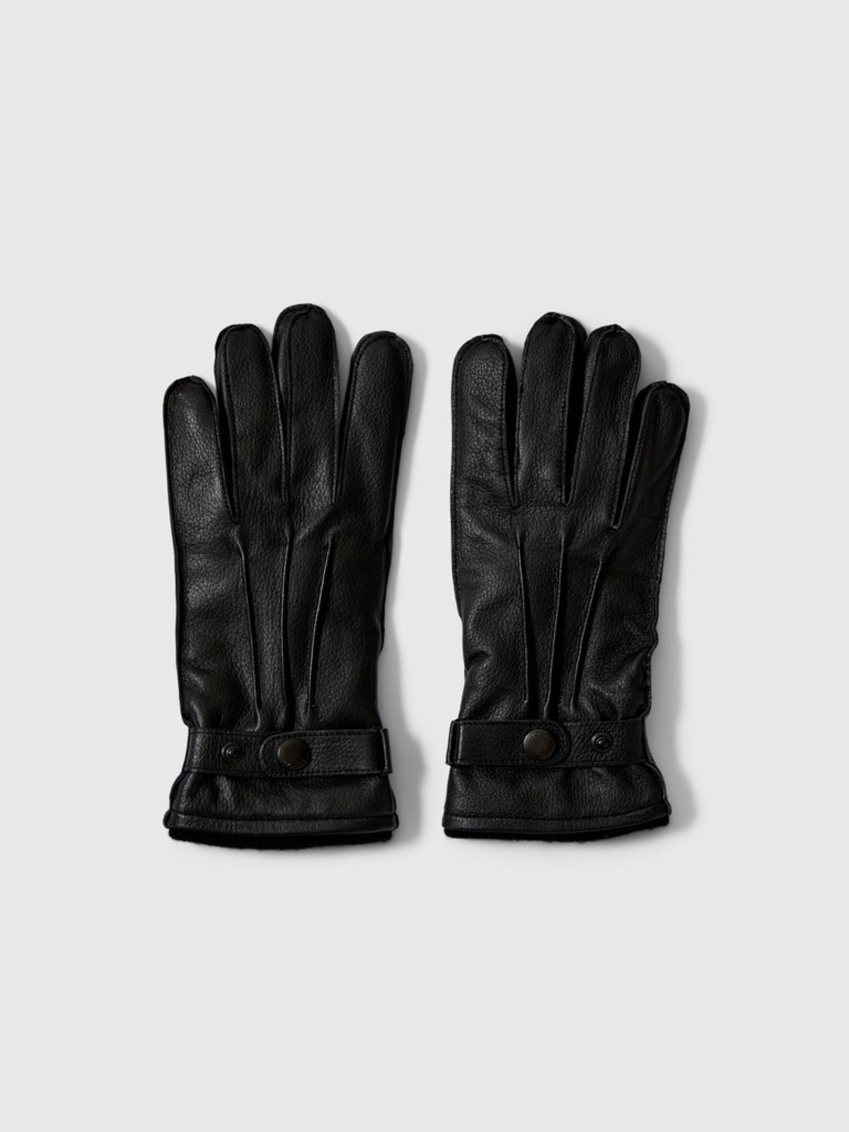 SLMPOUL Gants en cuir d'agneau doublés laine — Selected Homme — Black — packshot 3 | Appart 17 Bruxelles