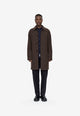 TRAVIS Manteau droit mi-long en lainage 50 % laine — Minimum — Turkish Coffee — porté | Appart 17 Bruxelles