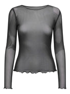 JDYELSA Top en mesh manches longues — Noir