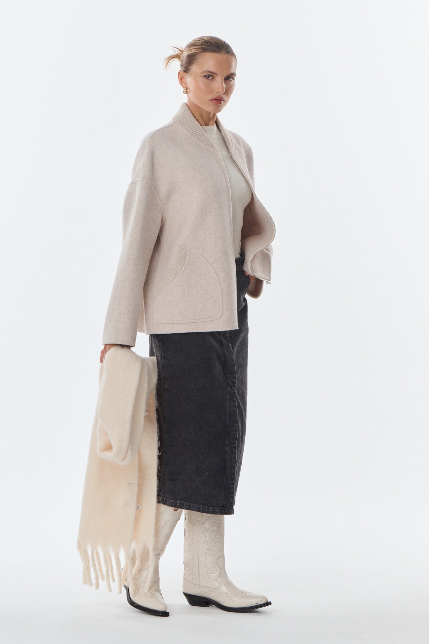 LEO Manteau en laine et cachemire — Beige — vue 2
