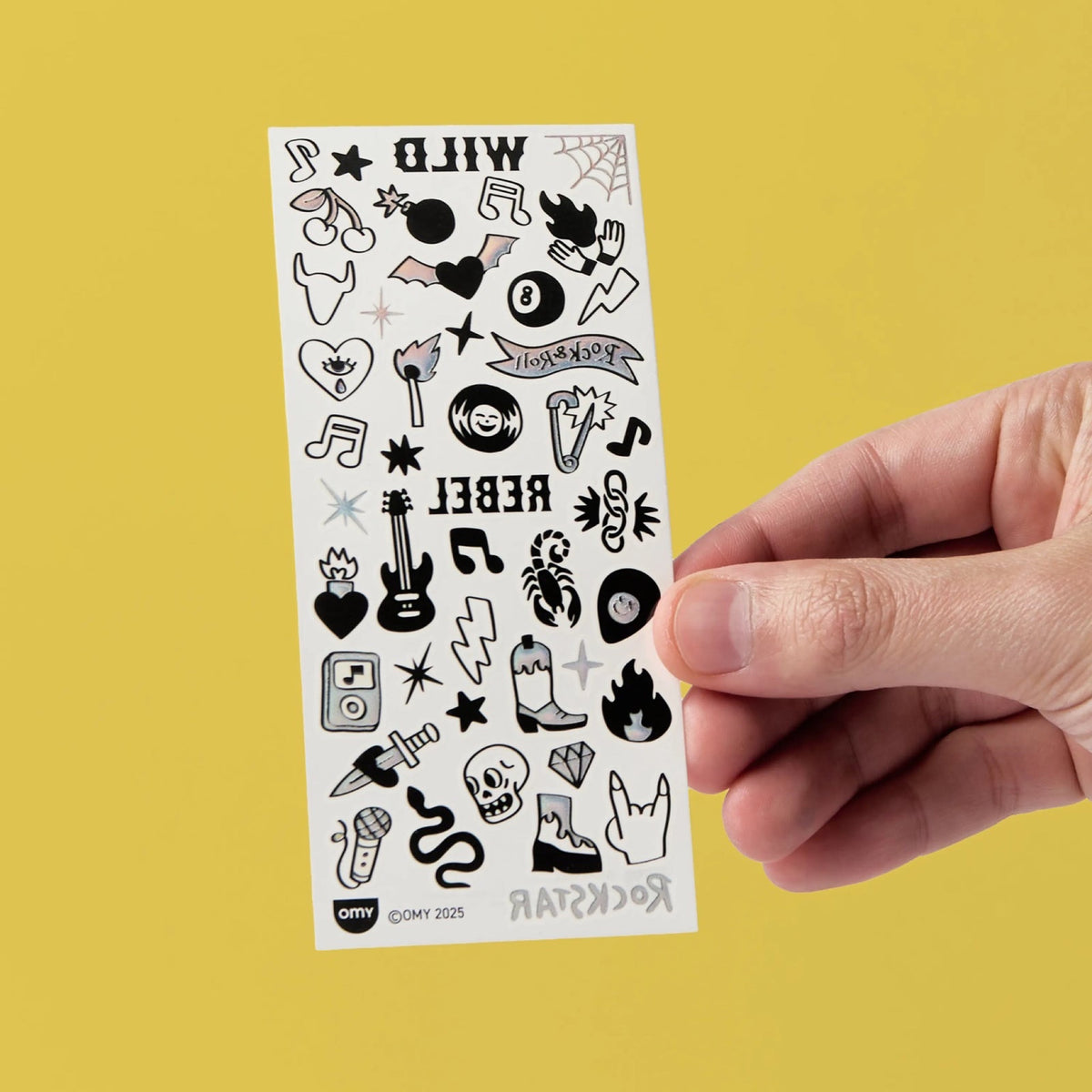 Flash Tattoos, planche de mini tatouages temporaires — OMY — Wild Rebel — autre vue 2 | Appart 17 Bruxelles