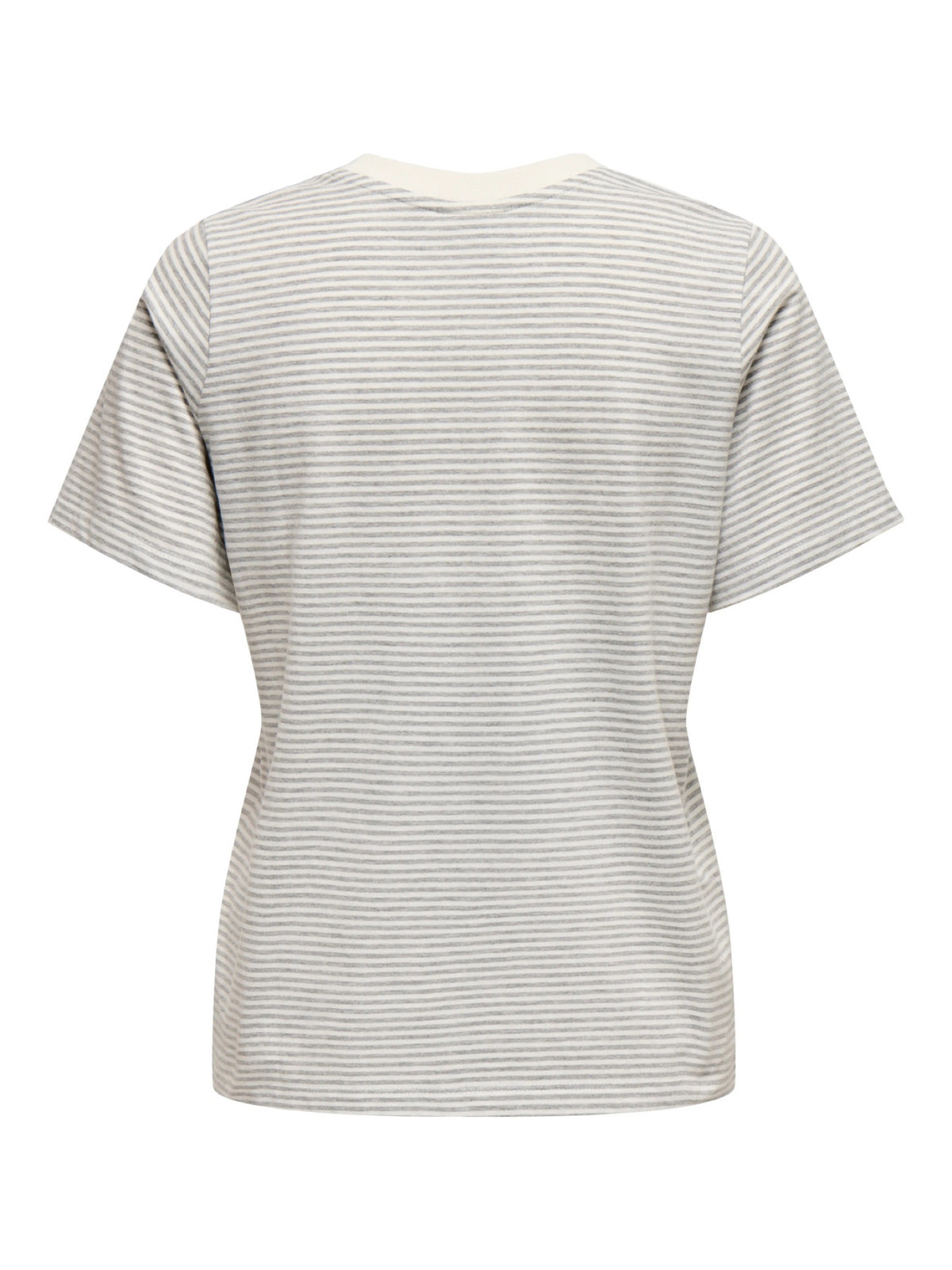 JDYPISA T-shirt col rond en coton bio à imprimé — JDY — Cloud Dancer / Light Grey Stripes — packshot dos | Appart 17 Bruxelles