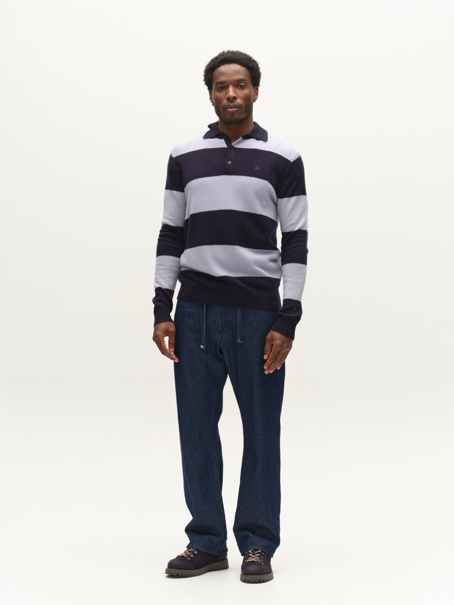 GABworren Polo rayé en laine — Navy Stripe — vue 6
