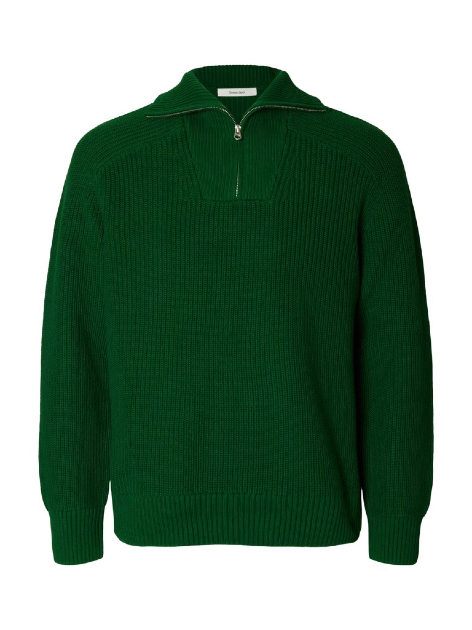 SLMPIM Pull demi-zip en coton bio, col montant — Selected Homme — Formal Garden — packshot | Appart 17 Bruxelles
