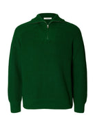 SLMPIM Pull demi-zip en coton bio, col montant — Selected Homme — Formal Garden — packshot | Appart 17 Bruxelles