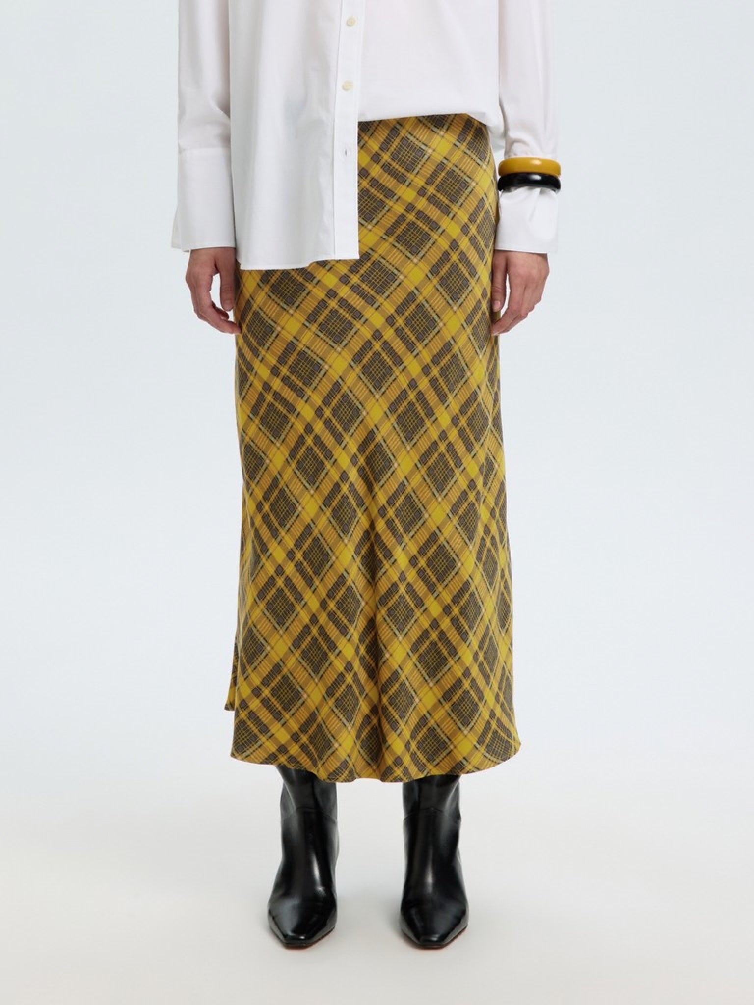SLWIDA Jupe midi en satin imprimé — Fir Green — vue 2