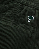 DREUILLE Pantalon en velours côtelé, taille élastique — FAGUO — Vert foncé — gros plan broderie 7 | Appart 17 Bruxelles
