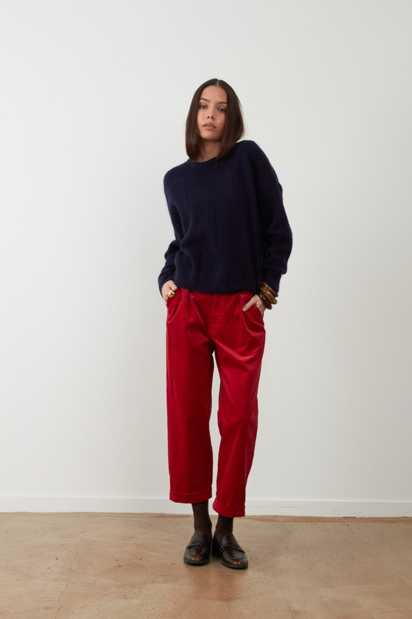 RANIA Pull en maille mohair — Navy