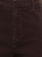 JDYCOURTNEY Pantalon bootcut taille haute en velours côtelé, longueur 32 — JDY — Black Coffee — détail du velours côtelé et de la braguette 3 | Appart 17 Bruxelles