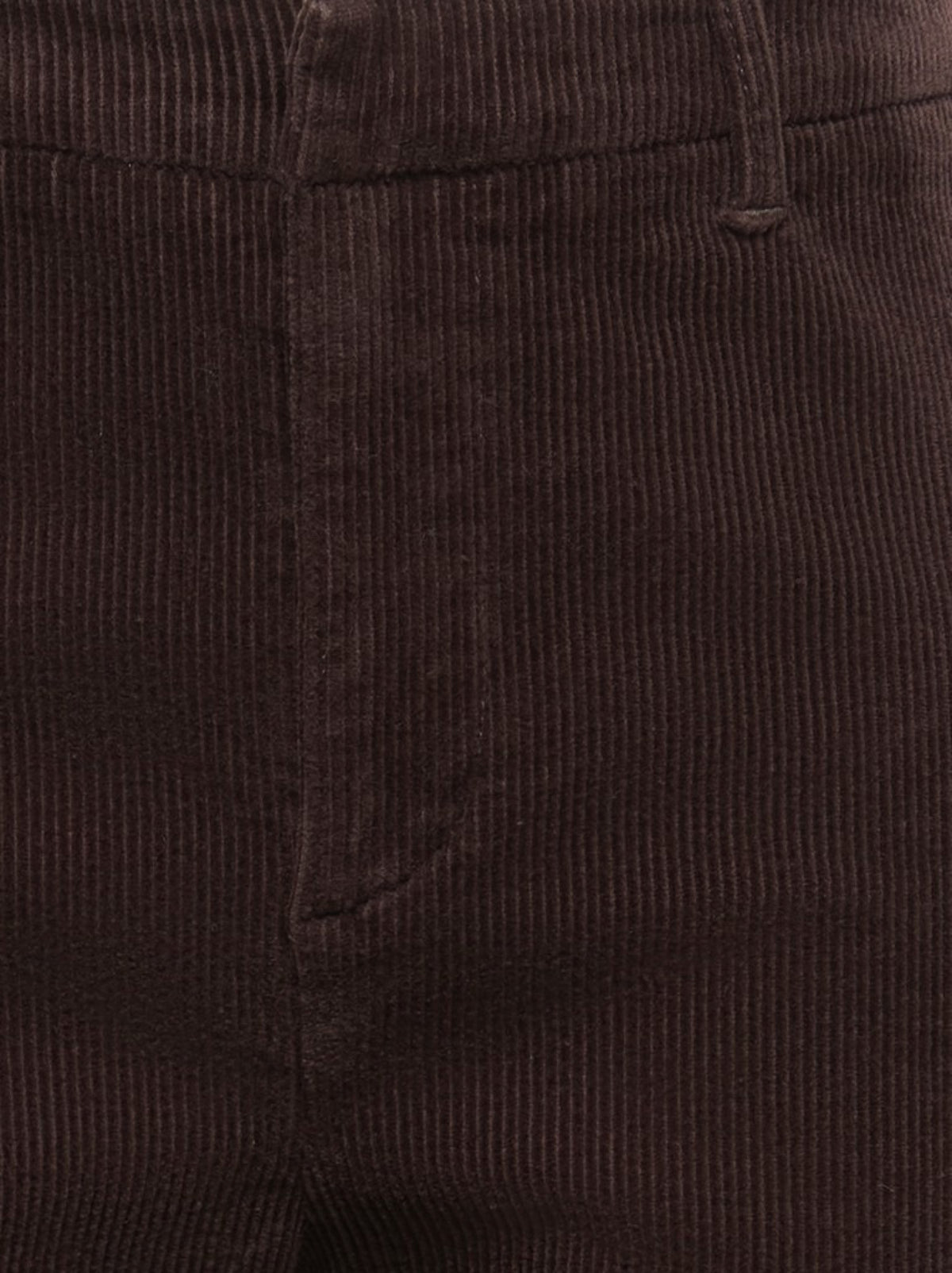 JDYCOURTNEY Pantalon bootcut taille haute en velours côtelé, longueur 32 — JDY — Black Coffee — détail du velours côtelé et de la braguette 3 | Appart 17 Bruxelles