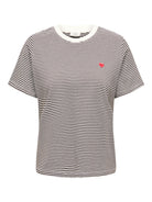 JDYPISA T-shirt col rond en coton bio à imprimé — JDY — Cloud Dancer / Chocolate Torte Stripes — packshot | Appart 17 Bruxelles