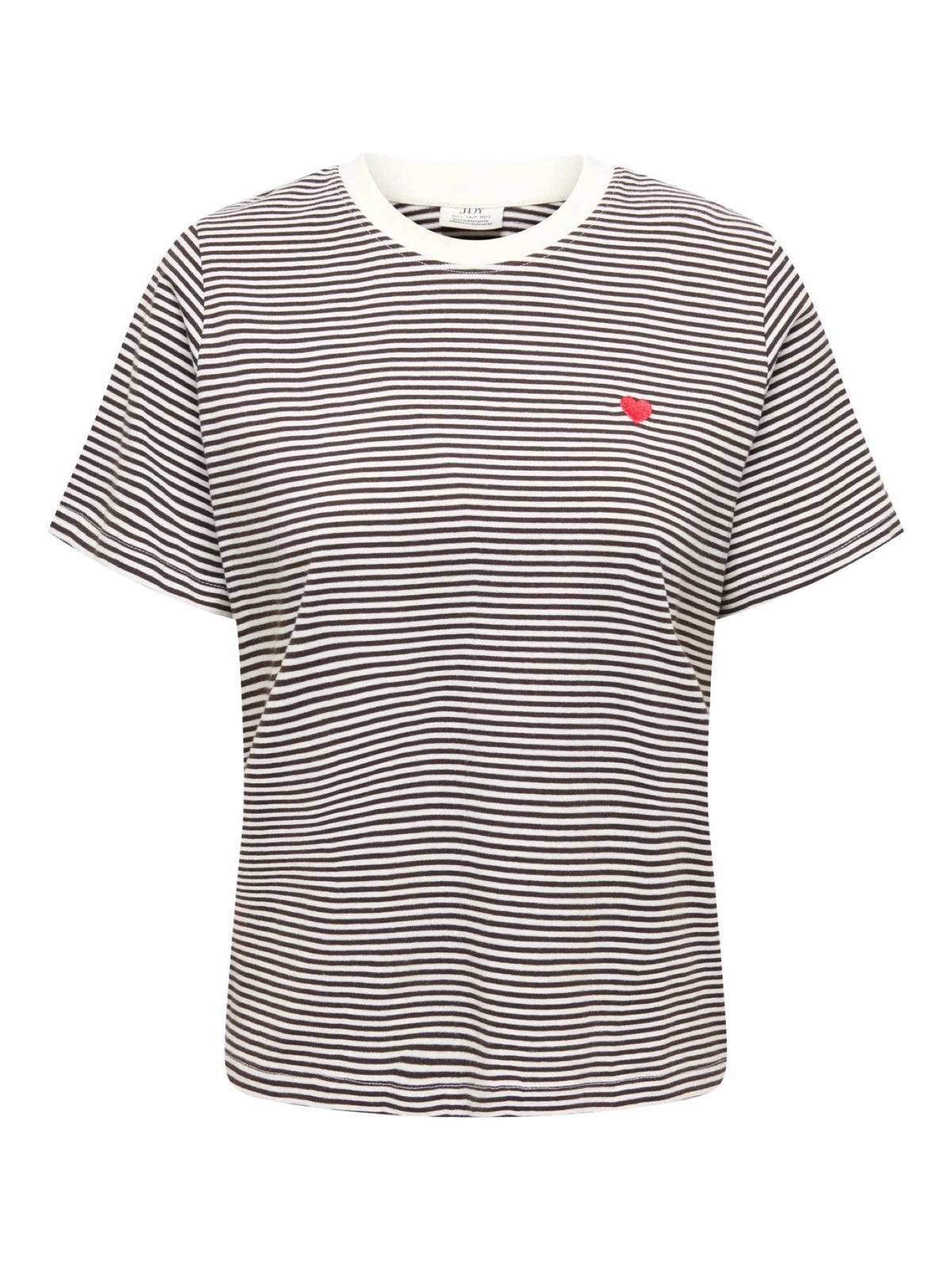 JDYPISA T-shirt col rond en coton bio à imprimé — JDY — Cloud Dancer / Chocolate Torte Stripes — packshot | Appart 17 Bruxelles
