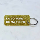 LA VOITURE DE MA FEMME Porte-clés à paillettes Plus de Love: Or