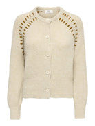 JDYZOEY ELLA Cardigan en maille à surpiqûres contrastées — JDY — Oatmeal — packshot 6 | Appart 17 Bruxelles