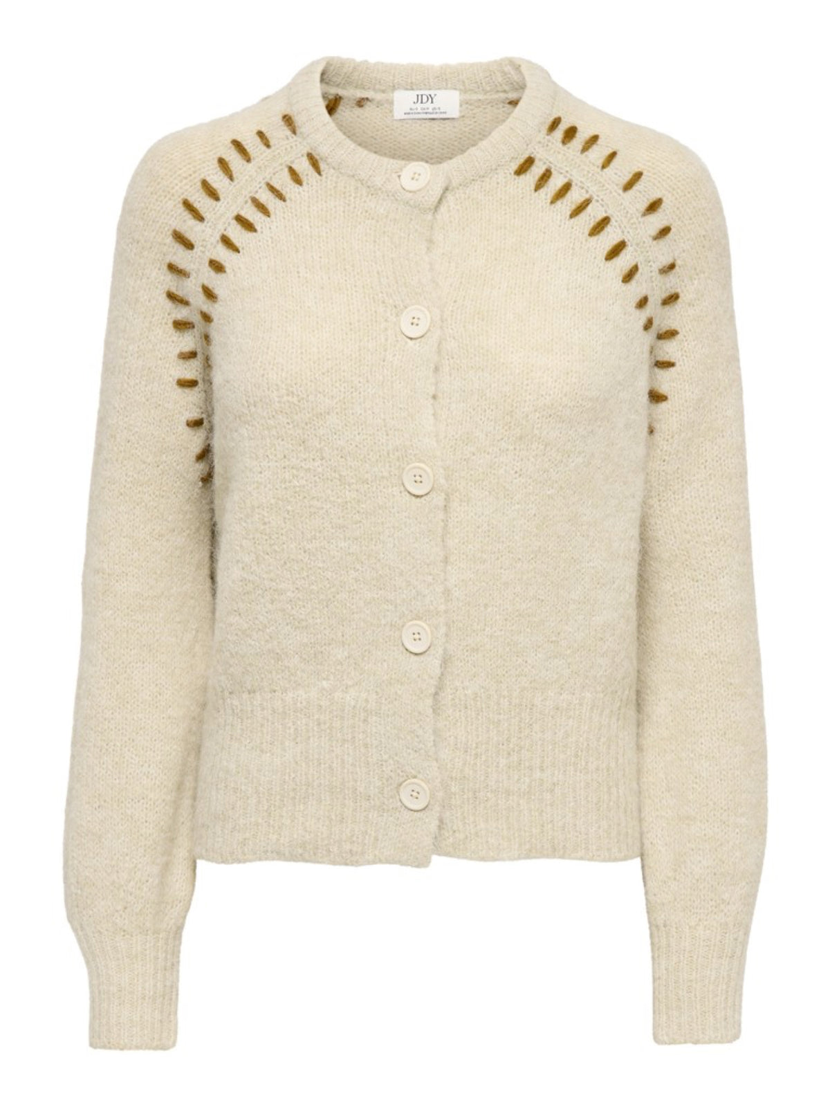 JDYZOEY ELLA Cardigan en maille à surpiqûres contrastées — JDY — Oatmeal — packshot 6 | Appart 17 Bruxelles