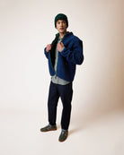 SENONCHE Veste polaire double face sherpa et micropolaire — FAGUO — Bleu foncé — porté, détail 6 | Appart 17 Bruxelles