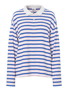 PCSADIE Polo rayé à manches longues — Pieces — Cloud Dancer Stripes — packshot de face | Appart 17 Bruxelles